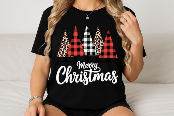 Download Merry Christmas Trees with Leopard Plaid - Leopard Collection